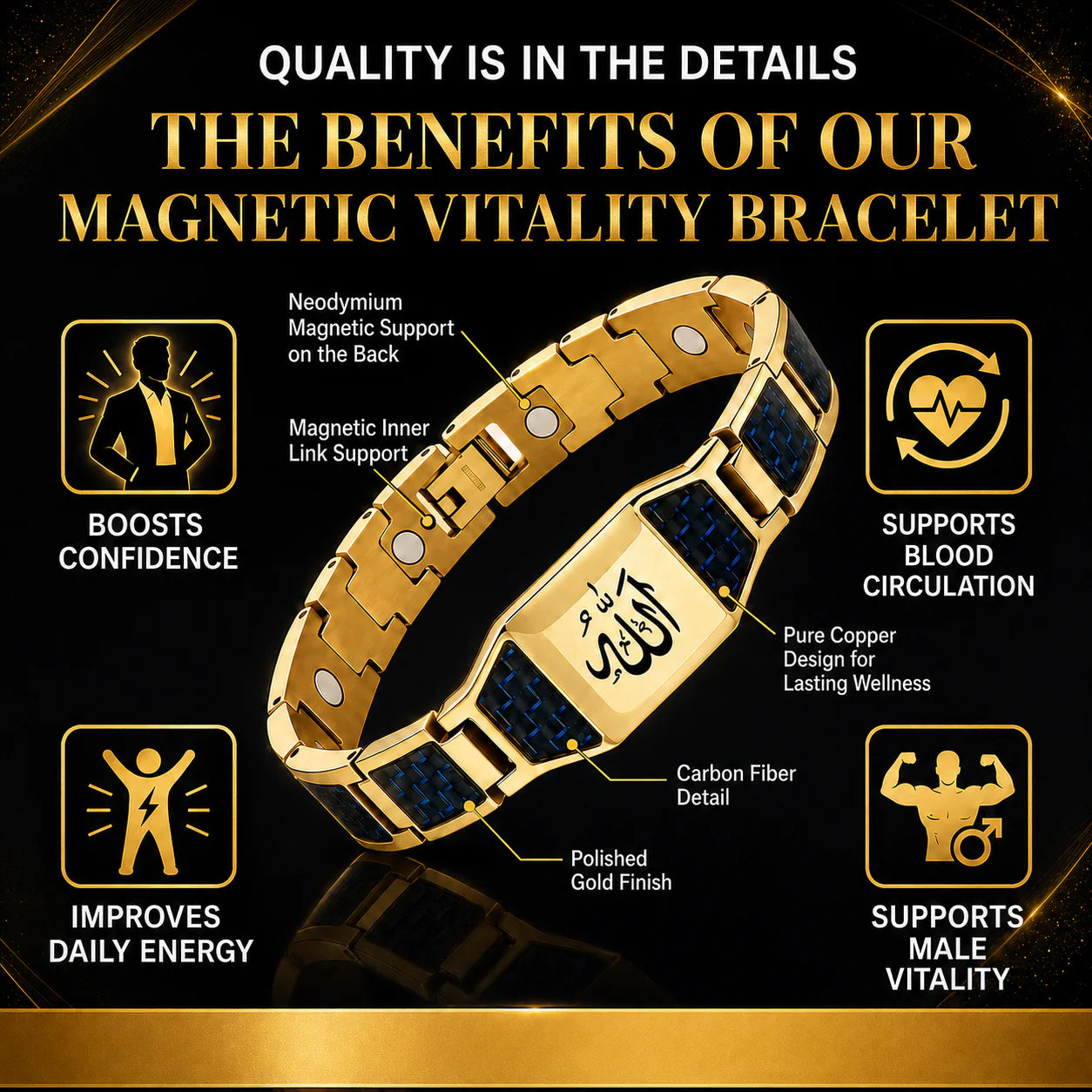 ✨ Men’s Strength & Vitality Bracelet – Energy, Style & Confidence